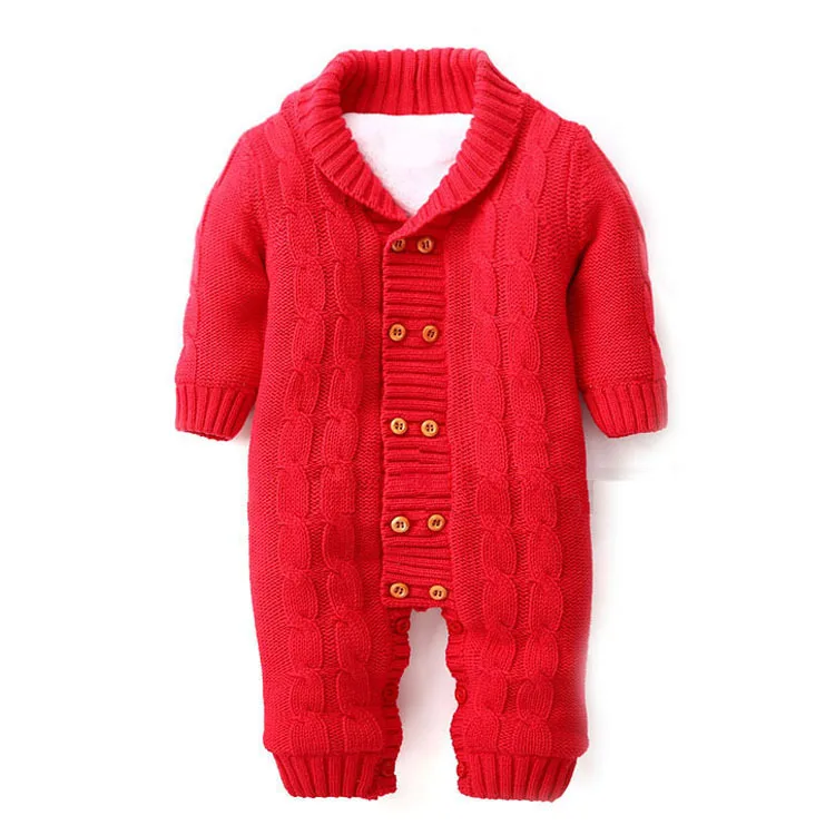 Высокое качество Детские ползунки Зимняя одежда хлопок толстый теплый вязаный свитер детские халаты для новорожденных мальчиков и девочек Комбинезон верхняя одежда