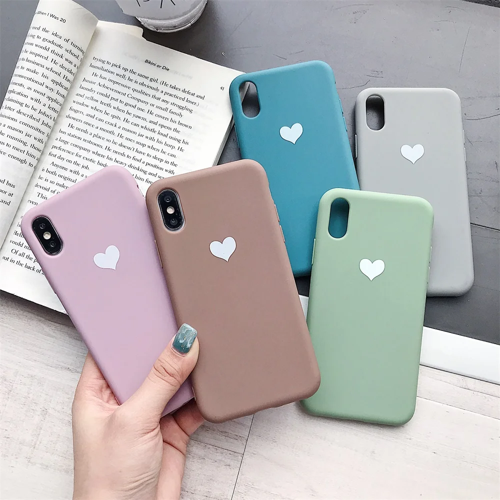 

For iPhone 8 7 Plus 6 6S Plus Case Cover Luminous Cute Heart Silicone Covers For iPhone XS Max XR X 10 Phone Bag Case Slim Glow