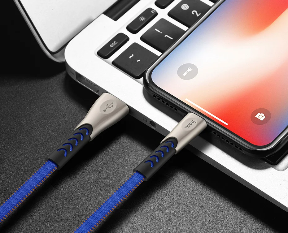 HOCO прочный нейлоновый USB кабель для iPhone Xs Max Xr X 8 7 6 6s сплав синхронизации данных кабель для быстрой зарядки для iPhone зарядное устройство кабель для передачи данных