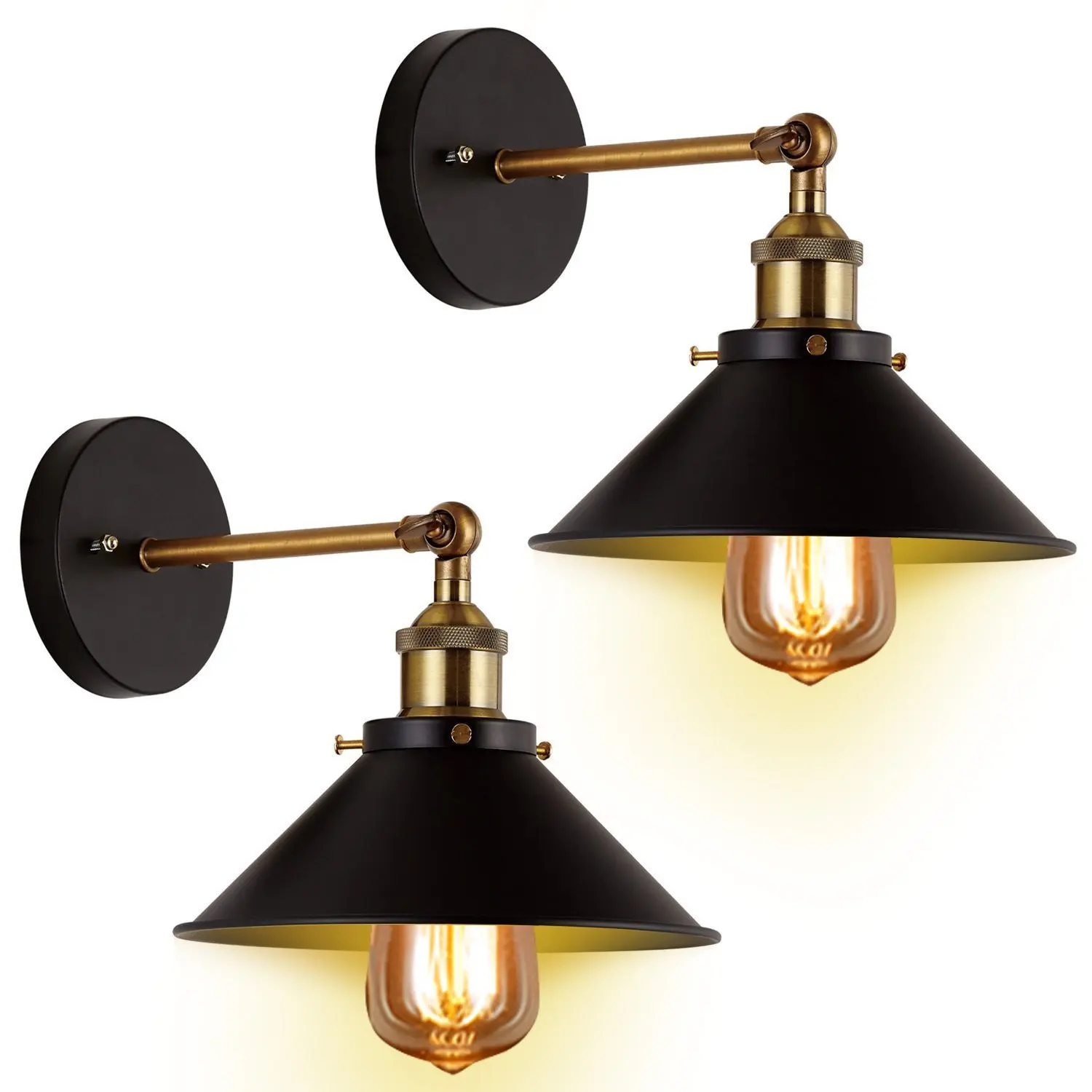 

Wall Sconces Light 2-Pack Black Wall Industrial Vintage Edison Simplicity Lamp Fixture Steel Finished for Cafe Club 2 Light