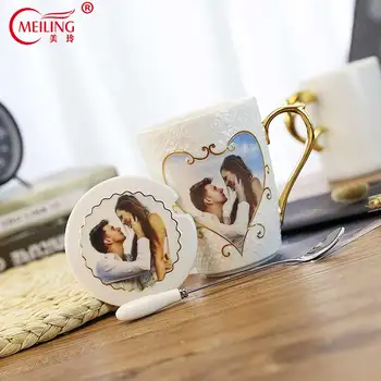 

DIY Customized Mug With Lid Fine Porcelain Creative Mother Friends Photo Mug Cup Large Personalized Couple Wedding Birthday Gift