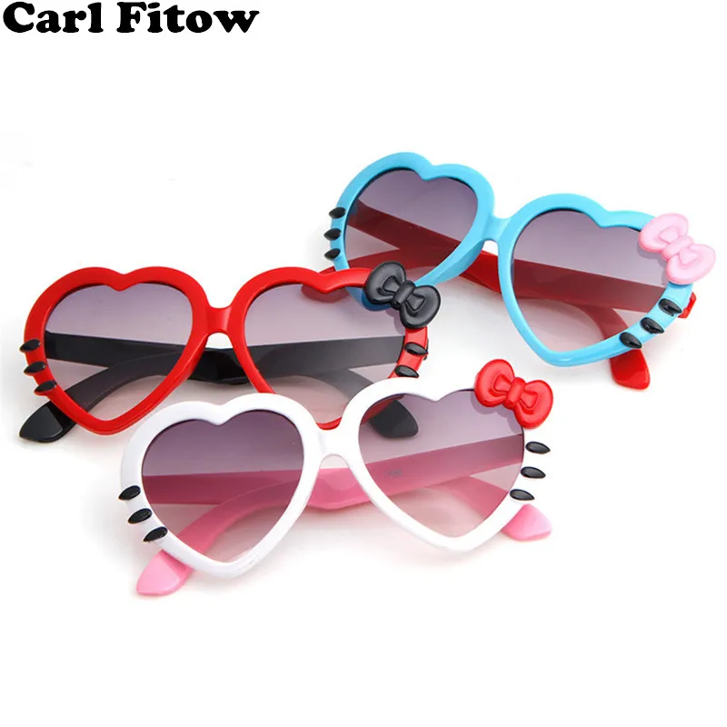 

2018 Fashion Summer Cartoon Cute Heart Bow Cat Sunglasses Glasses Eyeglasses Eyeware For Kids Girls Boys Child