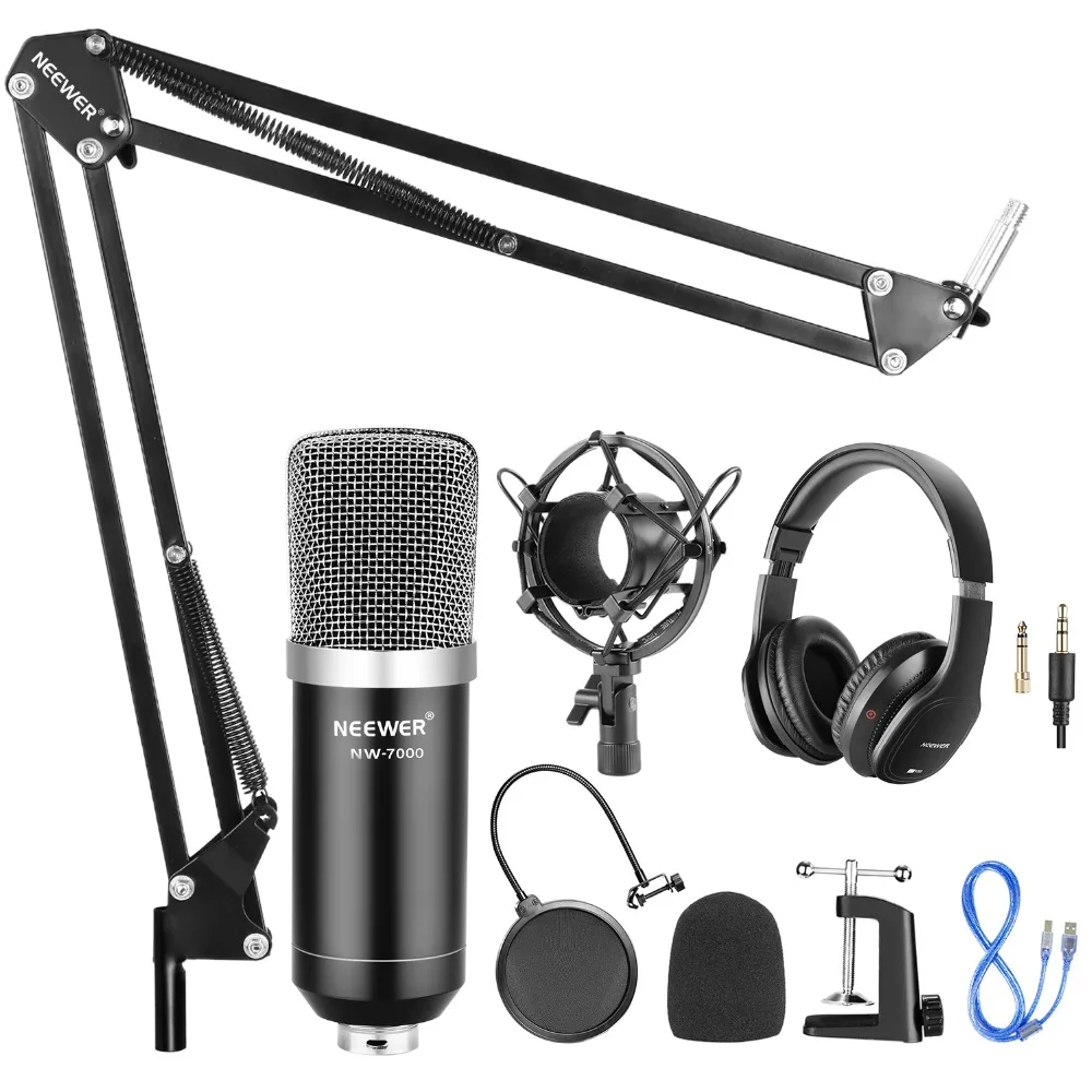Billige Neewer USB Mikrofon mit Suspension Scissor Arm Stehen Shock Mount Monitor Kopfhörer Pop Filter USB Kabel  tisch Montage Clamp