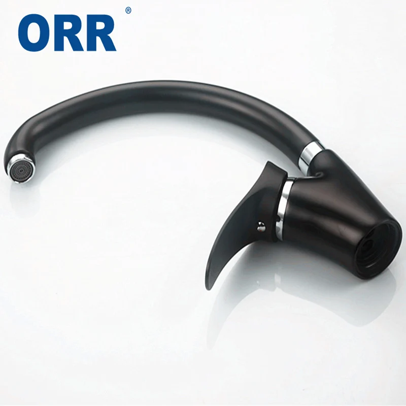 

Black/ White Water Tap Kitchen Faucet Single Handle Bend Pipe 360 Rotation Cold Hot toqueTorneira cozinha Grifo dela cocina ORR