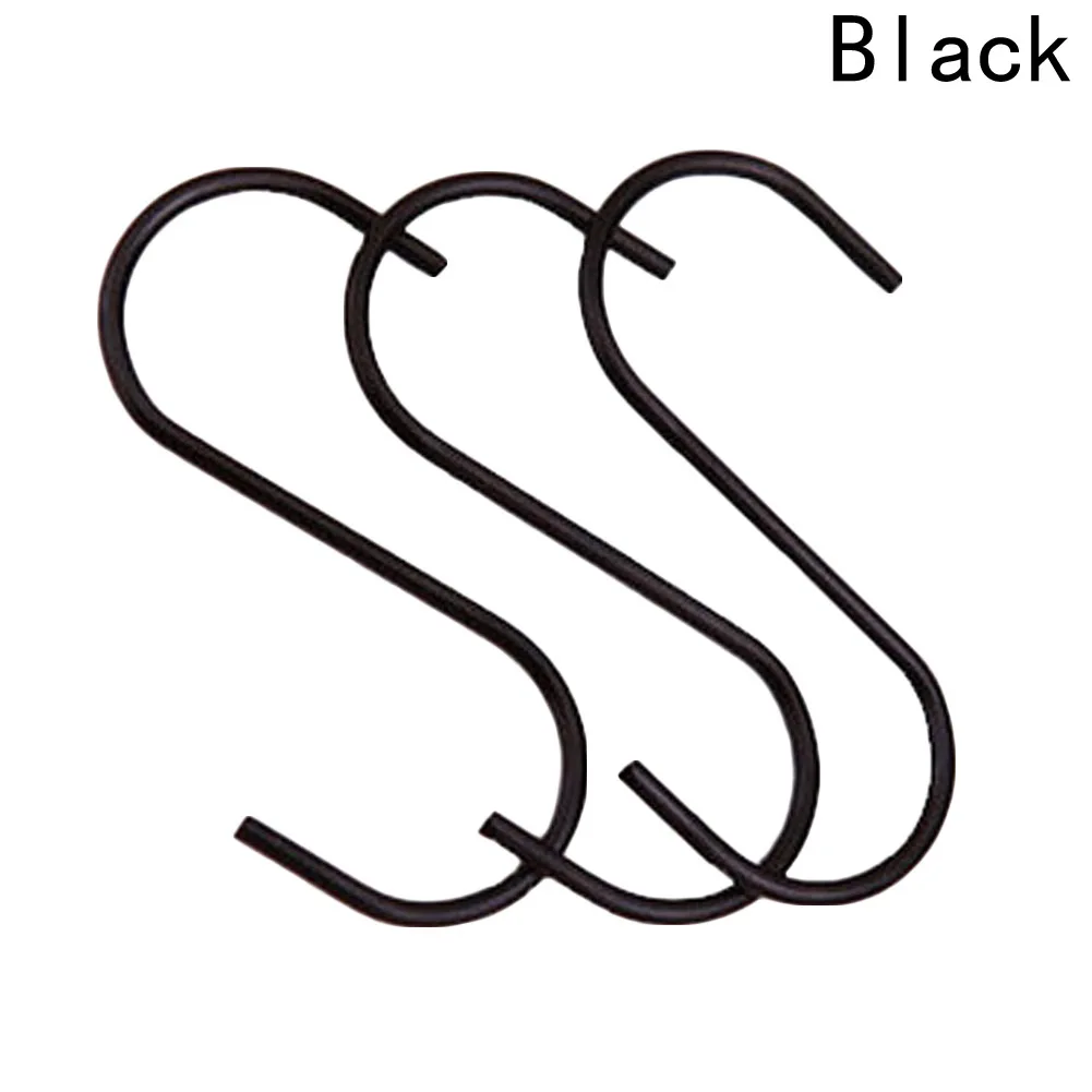 3 шт./партия черный S образный крючки Прочная вешалка держатель нержавеющая сталь Висячие слинг застежка домашний строж стойки