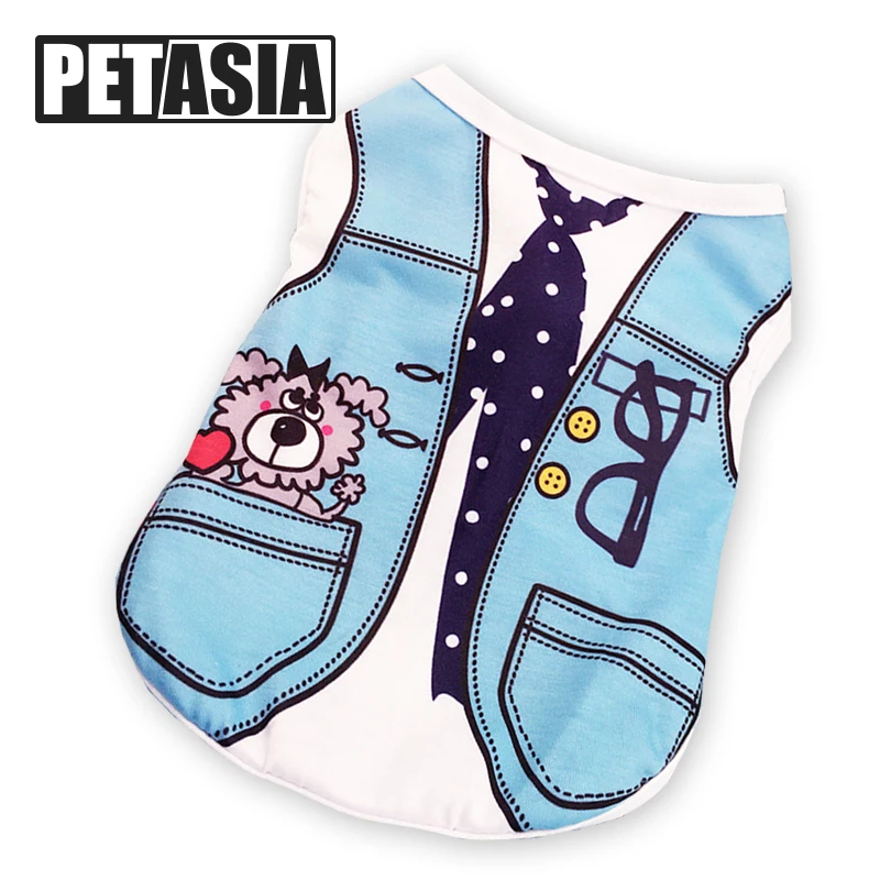 Dog Shirt For Small Medium Dogs Cotton Vest Tie Bear Pattern Pet Vest