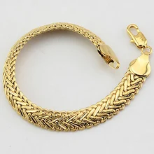 1 шт 11 мм 22 см длинный мужской женский унисекс Желтый позолоченный Большой браслет резные браслеты Цепочка