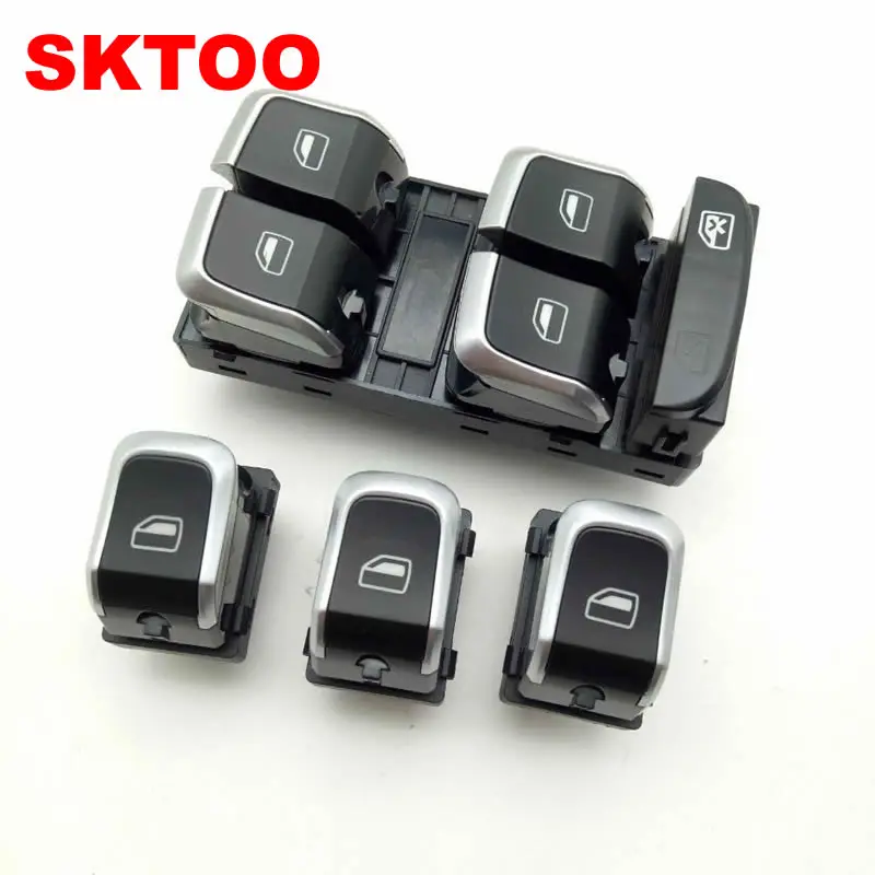 

SKTOO 4PCS/Set New Chrome Electronic Window Control Switch Button Set For AUDI A4 S4 B8 Q5 8KD959851A 8KD959855A