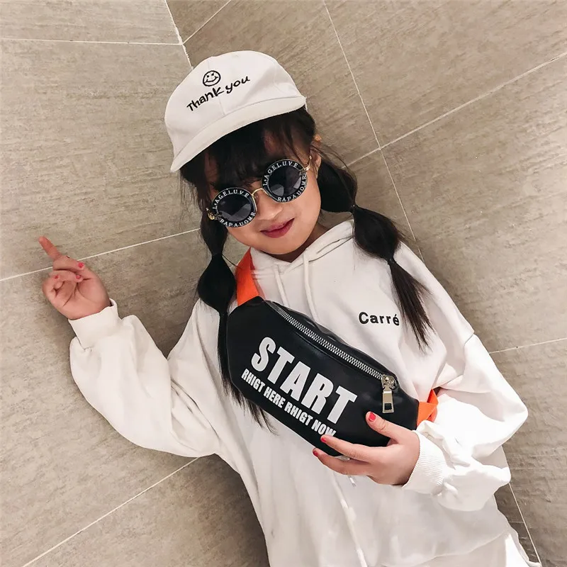

Fashion Child's Girl Boy Single Shoulder Bags Letter Fanny Pack Hip Bags Coin Purse Kids Girl Adjustable Belt PU LeatherBags