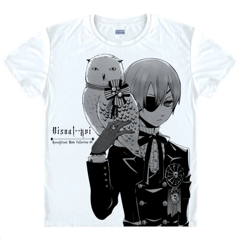 黒執事tシャツかわいいアニメtシャツマンガシャツかわいい漫画シエルセバスチャングレルコスプレシャツ 23 Cosplay Belts Shirt Flagshirt Collar Size Chart Aliexpress