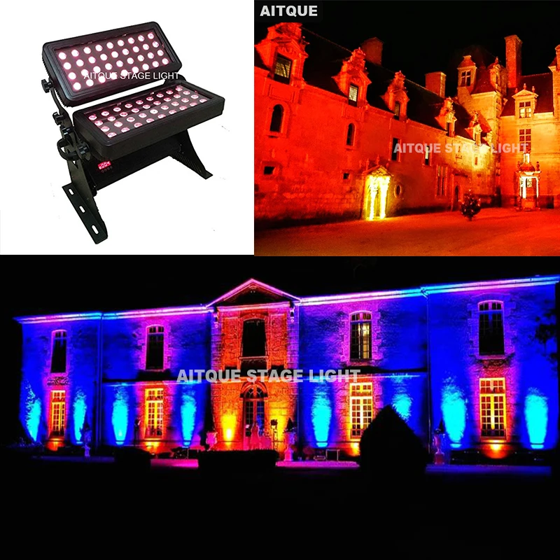 

(6lot/CASE)Dj light stand double head dmx 72x10w colorful city lights rgbw flood light head washer led spotlight