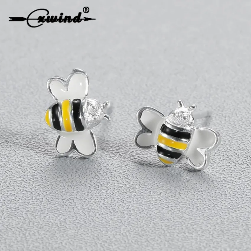 Tiny 3D Bee Earring Women Jewelry Fashion Cute Enamel Colorful Bees Stud Earrings For Daughter Girls Gift Wholesale oorbellen