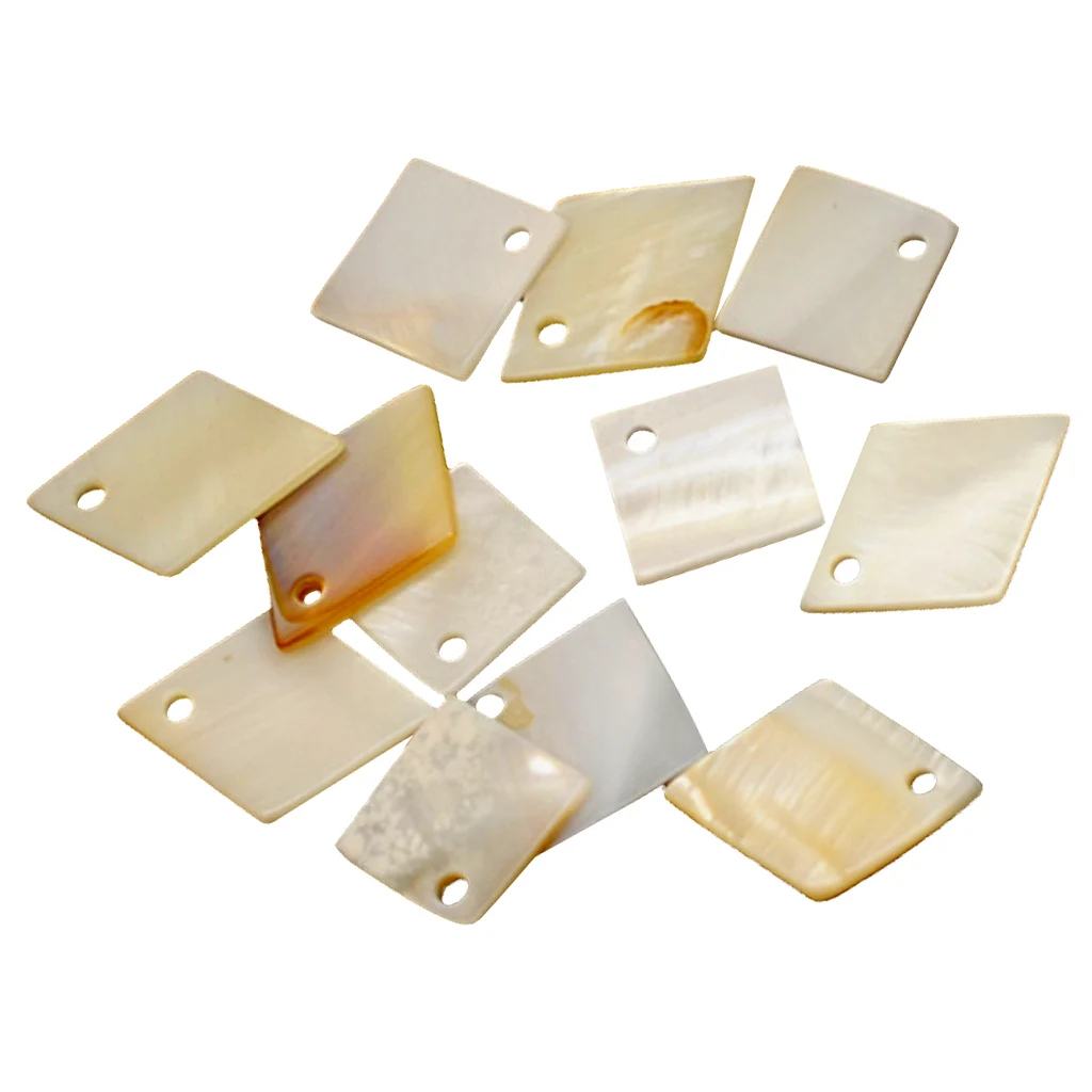 12pcs MOTHER OF PEARL Shell Charm Beads Square Diamond Shapes for Pendant Earring Bracelet Making