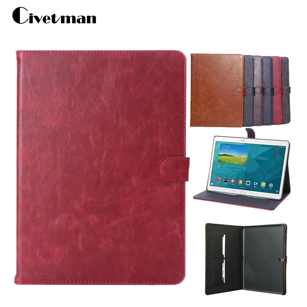 

Business Style Original Crazy Horse Pattern Smart PU Leather Case Book Cover For Samsung Galaxy Tab Pro 10.1 T520 T525