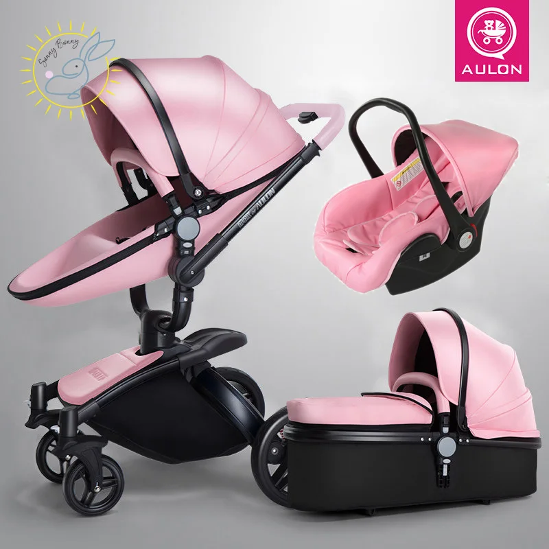 

AULON Oyun Long baby trolley cortical bi-directional high-view shock absorber baby carriage can sit in the cart 3in1