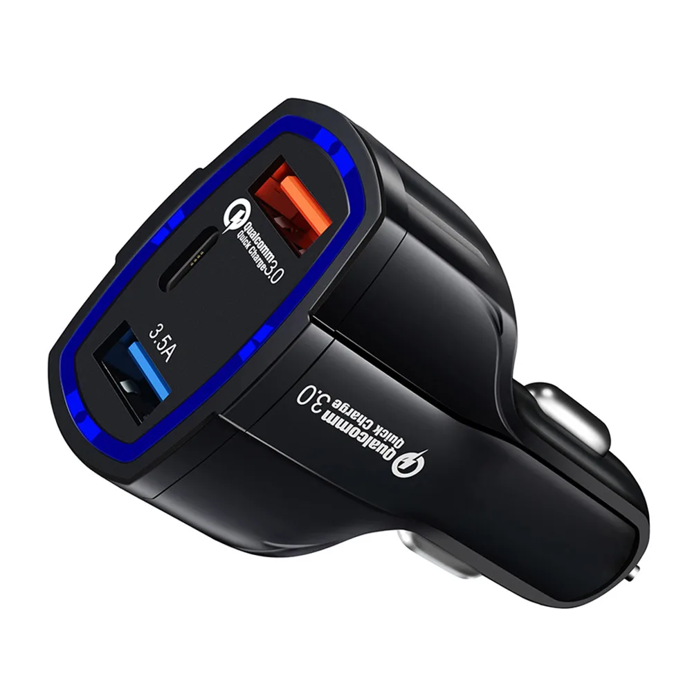 KISSCASE Быстрая зарядка QC3.0 type-c 2 USB Автомобильное зарядное устройство для Xiaomi Mi 9 huawei P30 Pro QC3.0 5A Быстрая зарядка PD автомобильное зарядное устройство для телефона - Тип штекера: Black