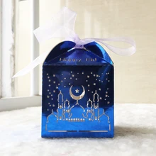 100 шт/партия шикарная лазерная резка Eid тема коробка для поддержки счастливые Eid украшения Свободная лента на заказ Конфеты Подарочная коробка
