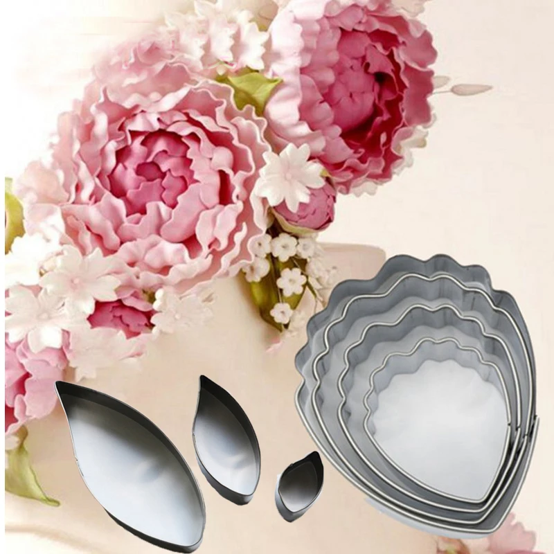 7pcs/set Peony Petals and flower leaves shaped Fondant Cake Decoration