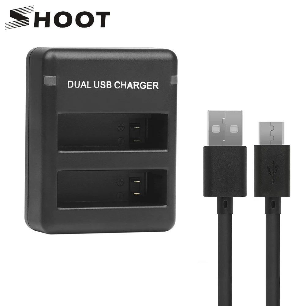 

SHOOT AHDBT-401 USB Dual Port Battery Charger for Gopro Hero 4 HERO4 Black Silver Sports Cam with USB Cable Go pro 4 Accessory