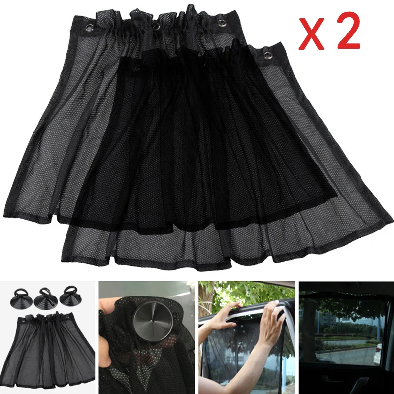 Auto Curtain Mesh Cloth Car Interior Side Window Sunshade Curtain UV Protection With Suction Cups Breathable