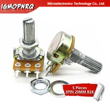 5 adet WH148 3PIN 20MM B1K 1K OHM Tek Döner Potansiyometre Tencere Mili 20MM Somun Ile Tek beyit potansiyometre(China)