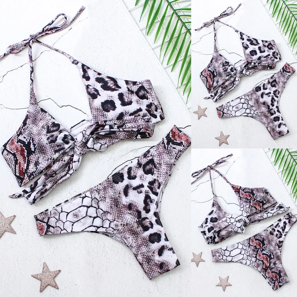

Women's Swimming Suit Sexy Bikini Swimsuit Women Sexys Two-Piece Leopard Print Bikini Bandage Belt Swimwear Beachwear