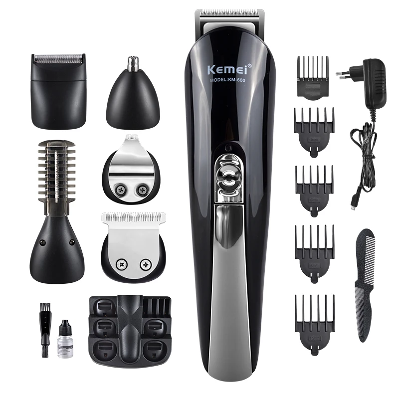 

6 in 1 Hair Trimmer Titanium Black Hair Clipper Electric Shaver Beard Trimmer Men Styling Tools Shaving Machine 100-240v Trimmer