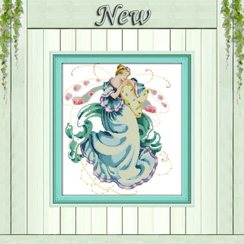 

Sweet dream fairy flower beauty decor painting counted print on canvas DMC 11CT 14CT Cross Stitch kits embroidery needlework Set