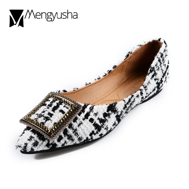 black and white plaid flats
