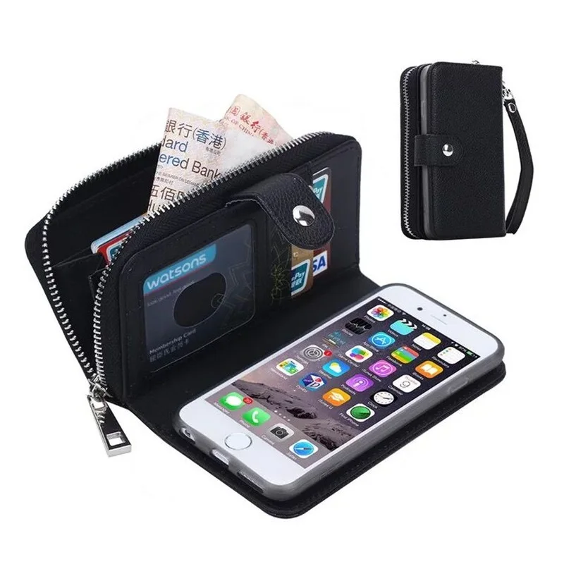 

Smart Phone Case Pouch Bag For iPhone 7 Plus 9 Plus 9 8 7 6 6s X Plus Detachable Wallet Magnetic Adsorption Leather Case EEMIA