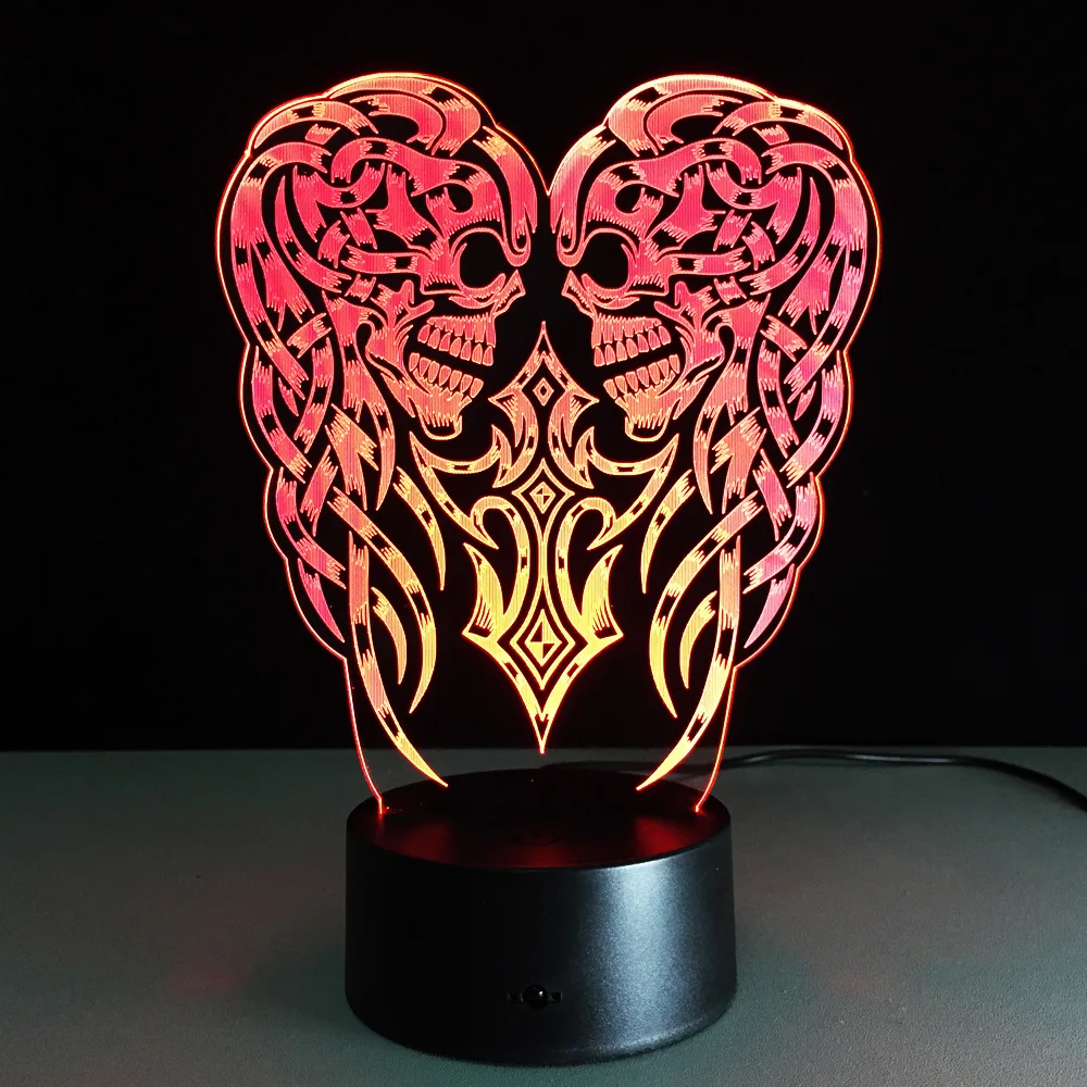  3D LED Color Night Light Changing Lamp Halloween Skull Light Acrylic 3D Hologram Illusion Desk Lamp - 32856482821