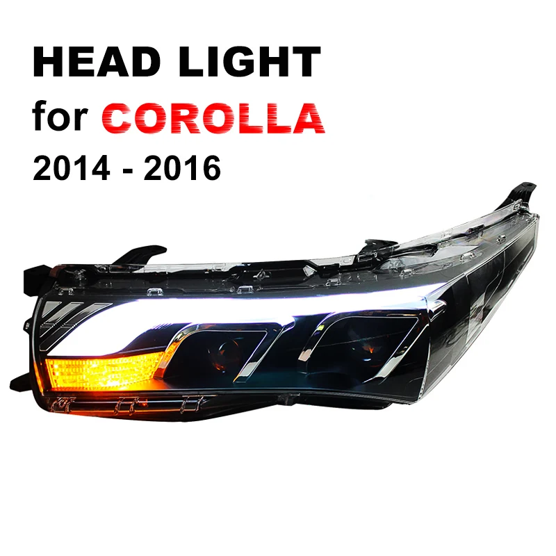 

Headlight Assembly for Toyota Corolla 2014 2015 2016 Left and Right side with LED DRL Running Light and Yellow Turning Signal