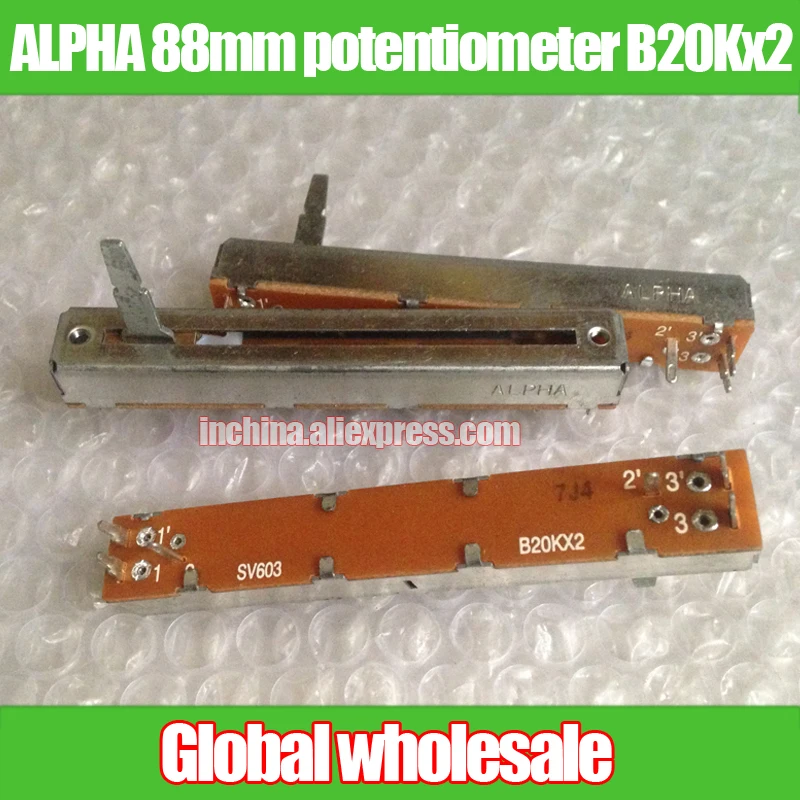 Потенциометр ALPHA B20Kx2/двухканальный 88 мм Длина ручки 20 ММД | Электронные