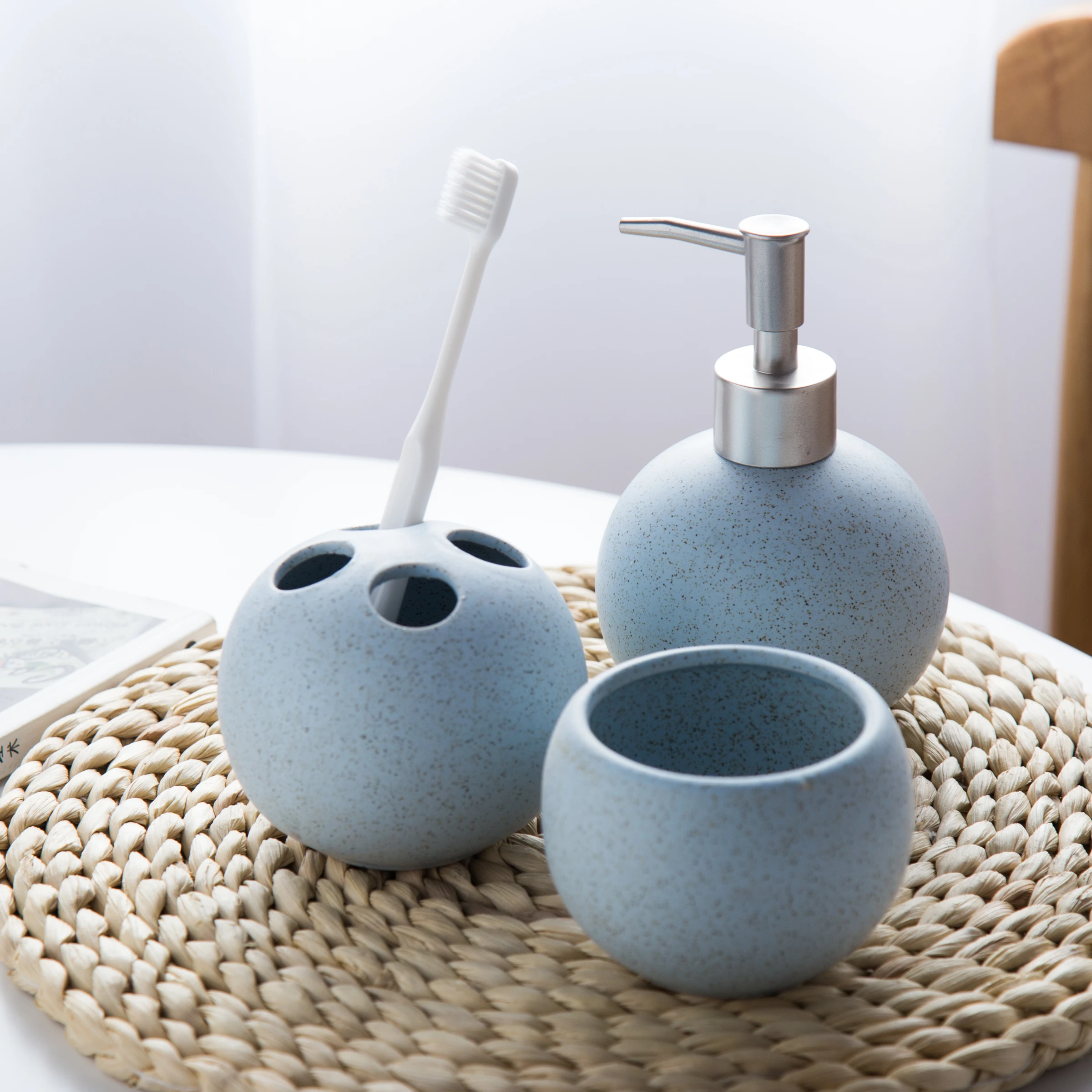 

Blue Fashion Ceramic Bathroom Accessories Set Simplicity High-grade Wash Gargle Cup Toothbrush Suit Home Decoration Wedding gift