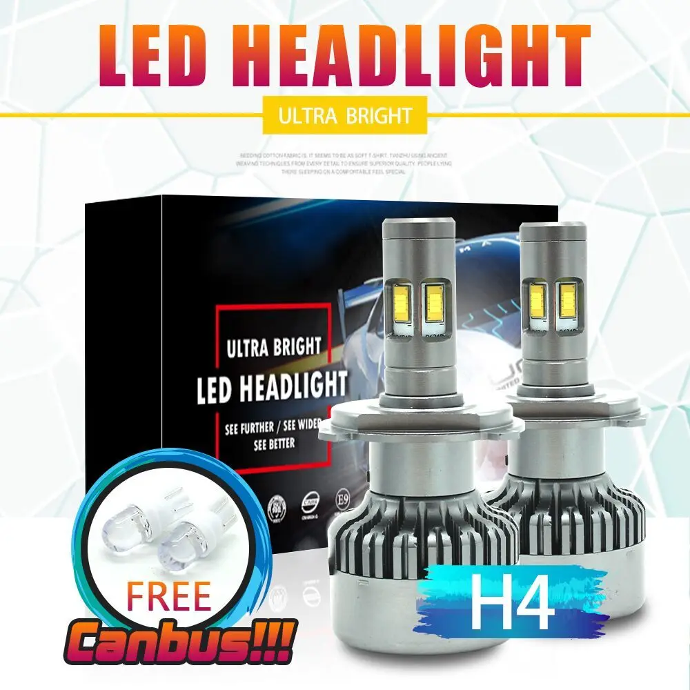 

2018 LOAUT H4 4CSP Car LED Headlight Hi-Lo Beam 8000LM 70W 12V Fog Lights Head Lamp KIT Front Bulb Automobiles Mute Fan V10