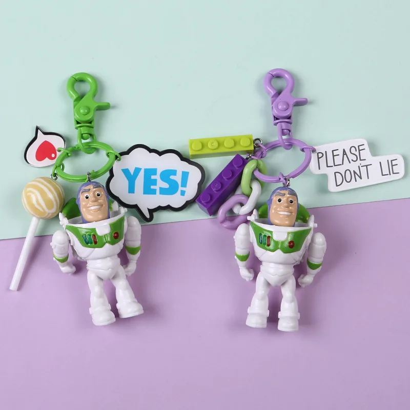 

Cute Toy Story Buzz Lightyear PVC Action Figure Model Keychain Cartoon Dolls Key Ring for Kids Toys Christmas Gifts