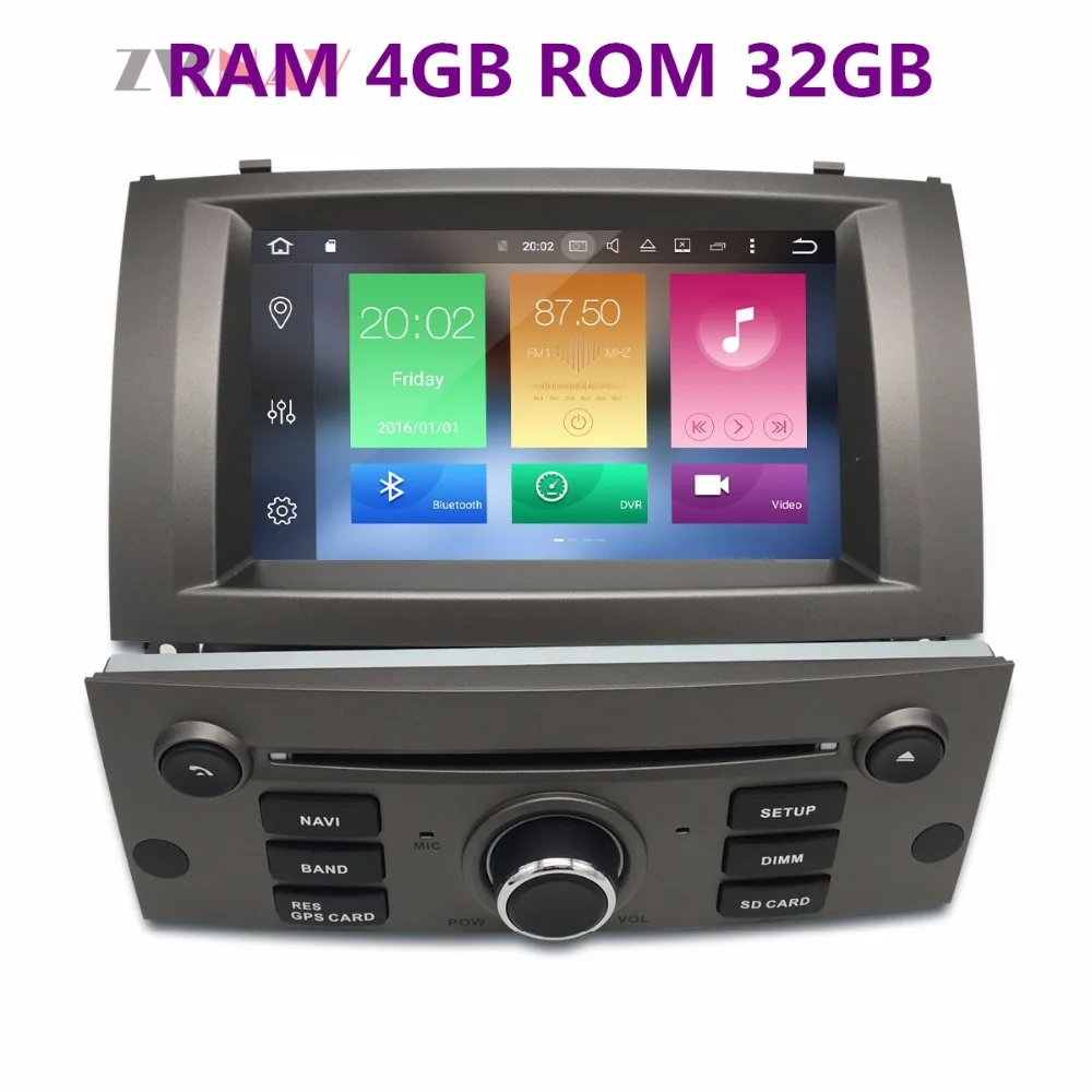 Android 9.0 8 Core RAM 4GB ROM 32GB 2 Din Car GPS Navigation Radio Screen Android System For Peugeot 407 2004-2010