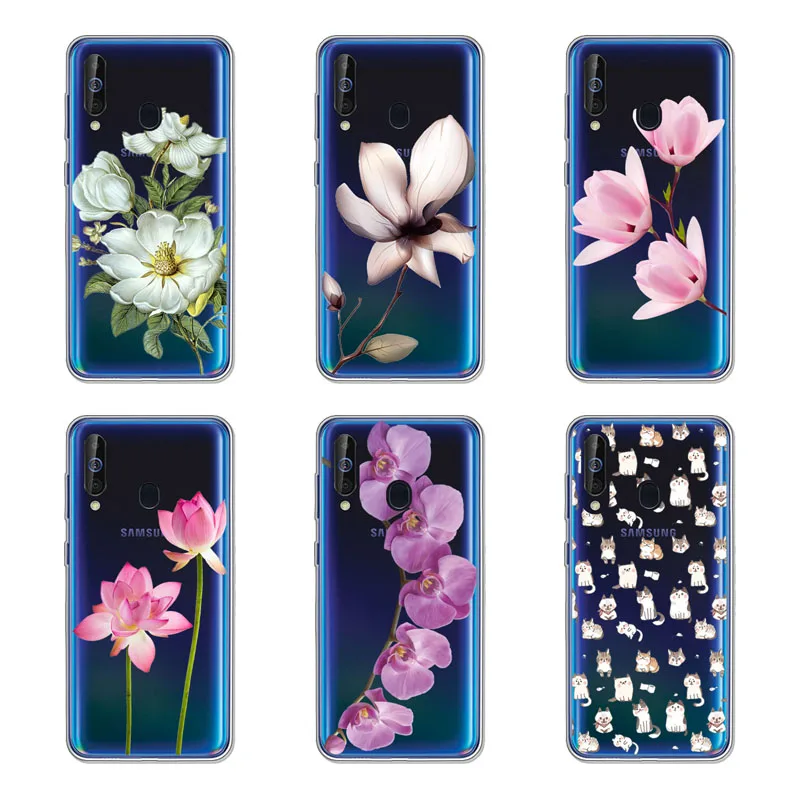 Samsung Galaxy A60 Case,Silicon Black Painting flower Soft TPU Back Cover for Galaxy A60 SM-A606F A606F/DS protect Phone cases