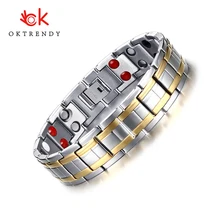 Oktrendy нержавеющая сталь Здоровый Магнитный браслет для мужчин ювелирные изделия Био энергия магнитотерапия отец или подарок бойфренду на день рождения