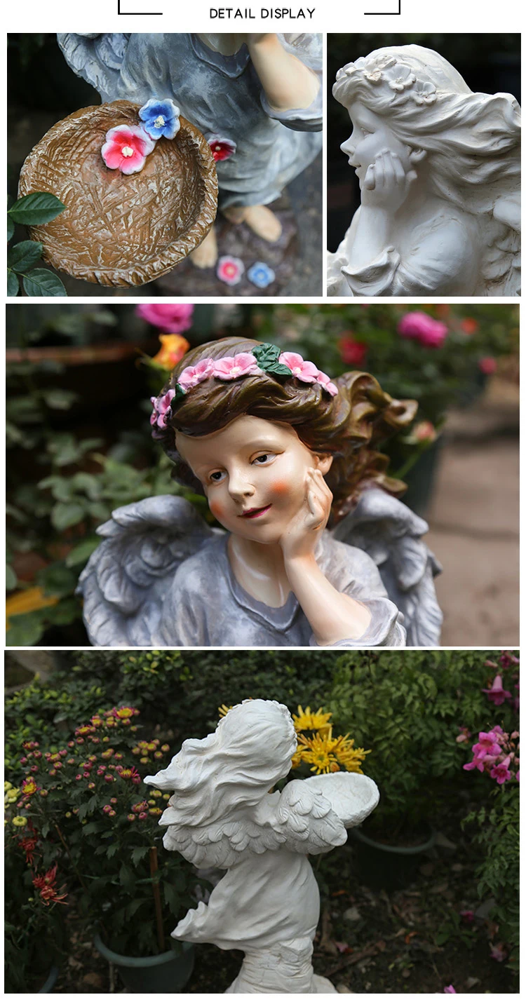 Украшения сада Двор Декор Ангел девушка с корзиной сад парковый Пейзаж Открытый Ландшафтная Скульптура Смолы Скульптура