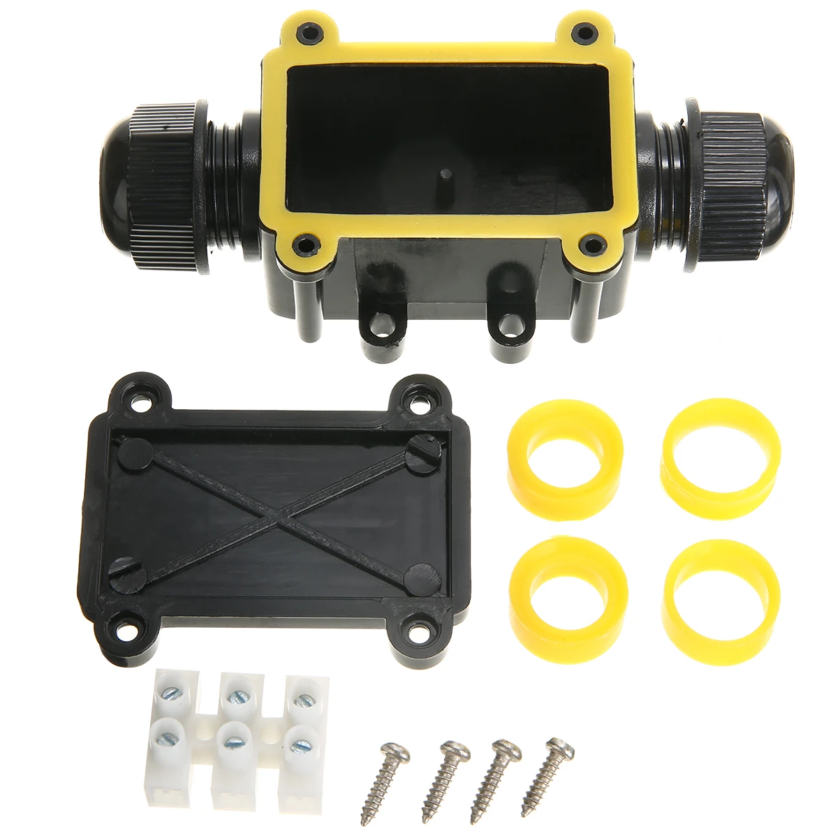 

1pc Black Junction Box 2 Way Waterproof Electrical Junction Box For Outdoor Lighting Cable protection Connector Wire IP68