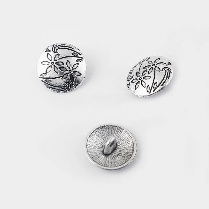 20 шт античный серебряный тисненый цветок кнопка застежка ползунок прокладка для браслета ожерелье ювелирных изделий Аксессуары материал