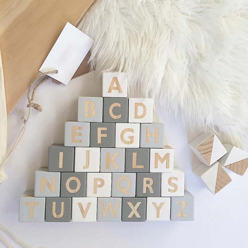 Nordic Style Wooden Alphabet Letters Baby Name Blocks For font b Nursery b font Bedroom Photo