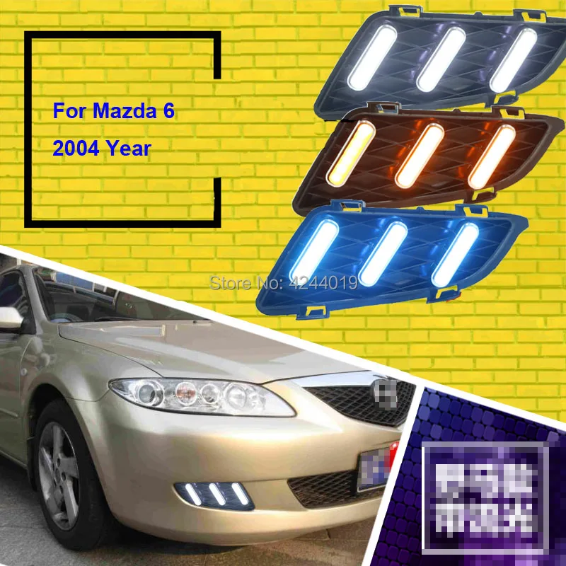 Fits 2004 Mazda 6 Day Light Fog Lights Fog Lamps LED Driving Light DRL Daytime Running Lights Yellow Turn Signal Fits 2004 Mazda 6 Day Light Fog Lights Fog Lamps LED Driving Light DRL Daytime Running Lights Yellow Turn Signal