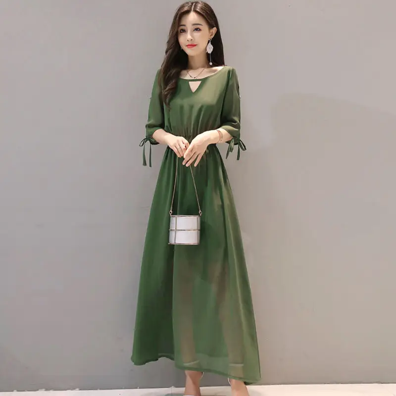 

Plus Size 4XL New Women Chiffon Summer Dress Elegant Robe Longue Short Sleeve Party Dress Women Jurkjes Maxi Long Dresses C4556