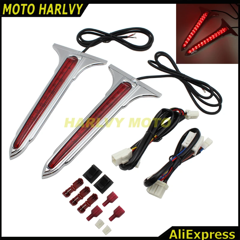 

NEW !!! Wedge LED Brake Tail Light Rear Saddlebag Accents Lights w/ Red Lenses For Touring 93-14