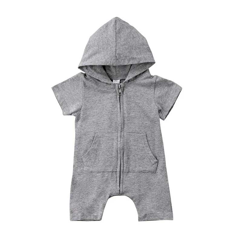 Newborn Infant Baby Boy Hooded Romper Jumpsuit Clothes Outfits Cute