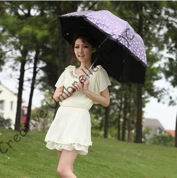

women's summer parasol,100%sunscreen,UPF>50+,princess parasol,8 ribs,black coating,pocket parasol,UV protecting,arched lacing