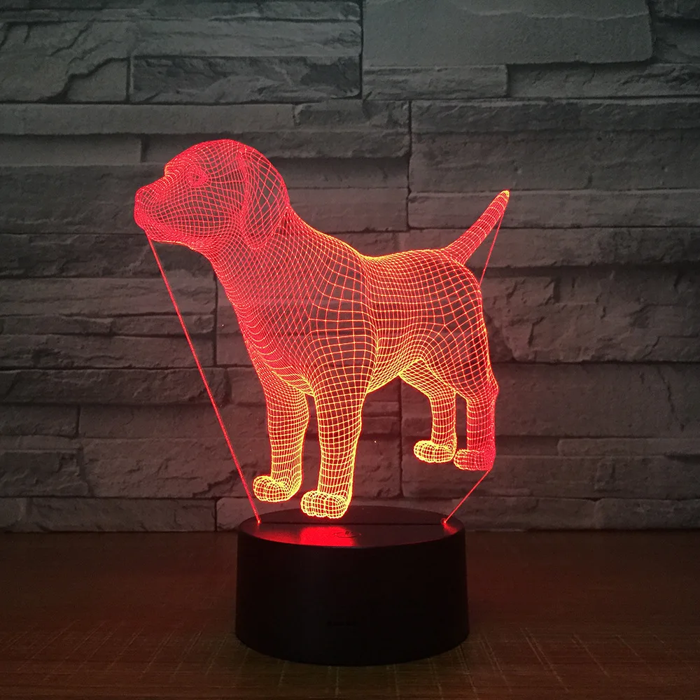 Online Schöne Neue Hund 3D LED Nachtlicht 7 Farbe Blinkende Touch Usb Illusion Stimmung Lampe USB Schlaf Beleuchtung Kinder Geburtstag geschenke Drop Schiff