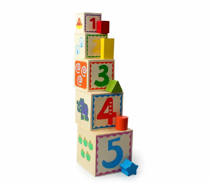 Classic Wood Shape Kit Wooden five layer shape box, children's cognition shape matching, Kids intelligent early education toys